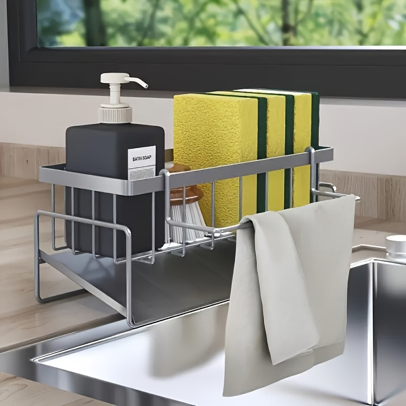 Kitchen Sink Sponge Holder, Self Draining Kitchen Sink Organizer, Sink Holder, Dishwashing Brush, Cloth, Soap Scrubbing Accessories, Used For Countertop Baskets, Buckets, And Containers, Baskets, Buckets, And Containers For Household Organization