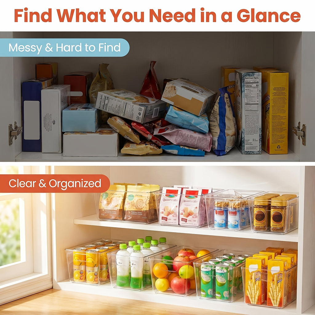 Space-Saving Refrigerator Storage Organizer – easy-access fridge organization, Set of 10 Transparent Storage Bins for Organizing Food in The Kitchen Fridge Freezer, designed for American homes, daily convenience and practical gifting