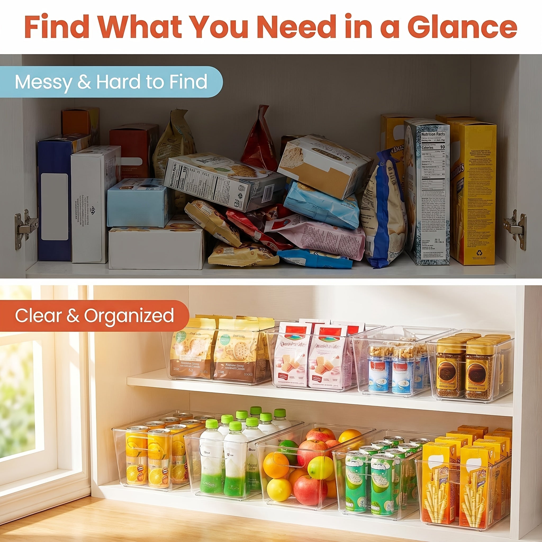 Space-Saving Refrigerator Storage Organizer – easy-access fridge organization, Set of 10 Transparent Storage Bins for Organizing Food in The Kitchen Fridge Freezer, designed for American homes, daily convenience and practical gifting