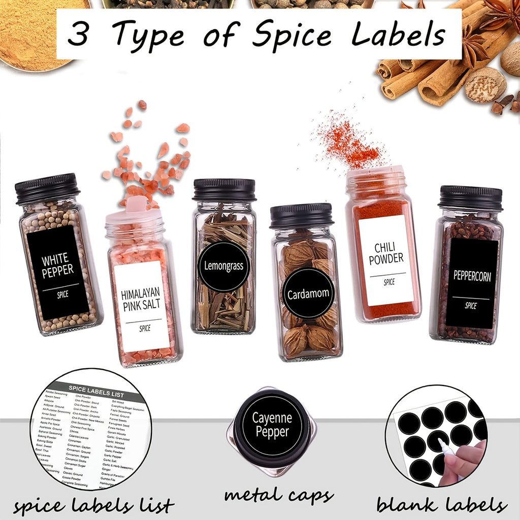 Easy-Access 24pcs Glass Spice Jar Set – clear reusable pantry storage, 24pcs Glass Spice Jars with Labels Square Empty Spice Containers Condiment Squeeze Bottles Seasoning, designed for American homes, daily convenience and practical gifting