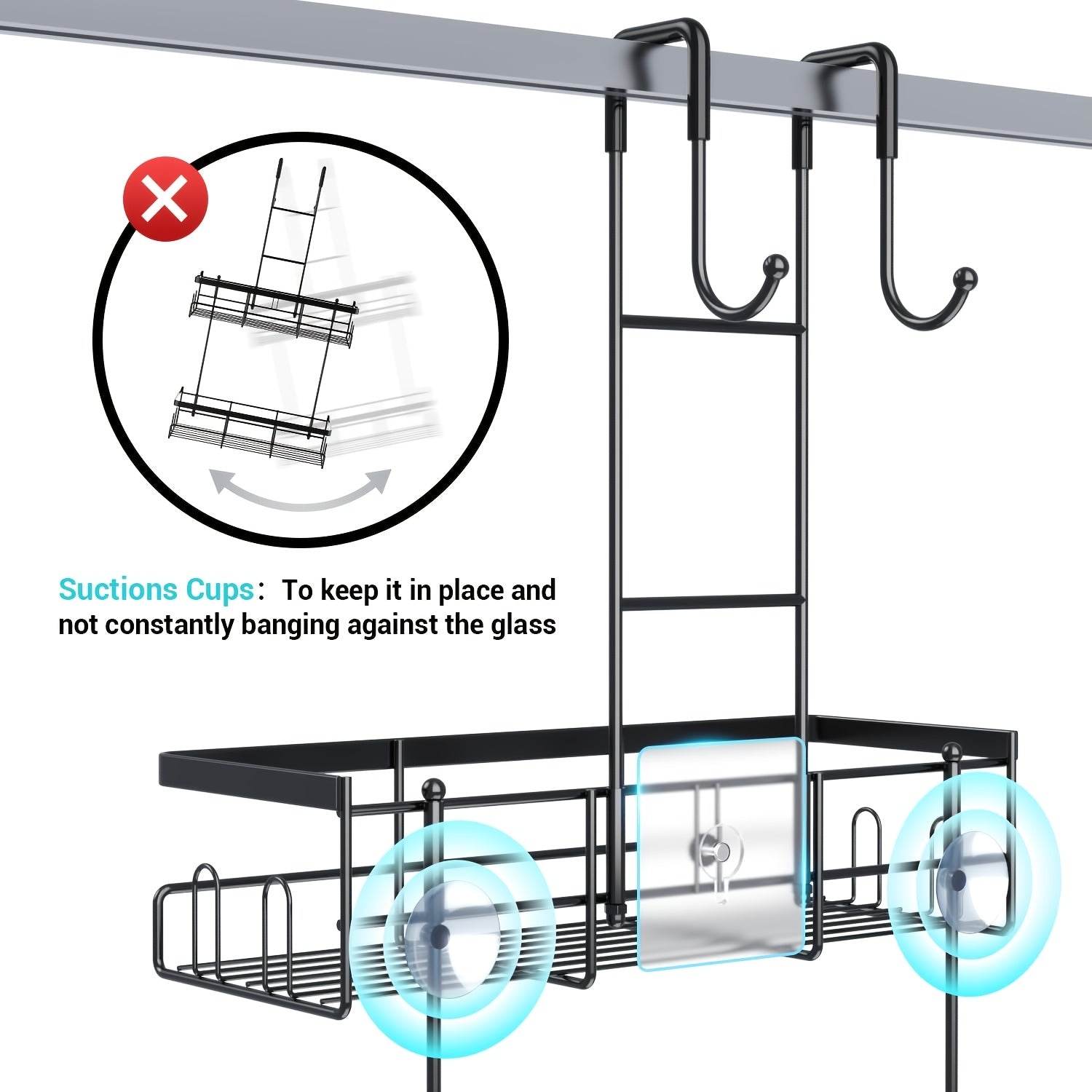 Smart Adjustable Home Storage Rack – durable multi-purpose storage, Over The Door Shower Caddy Hanging Black Rustproof Shower Organizer Over The Door -, designed for American homes, daily convenience and practical gifting