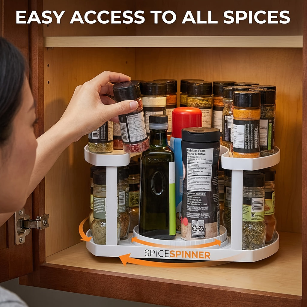 Premium Adjustable Home Storage Rack – durable multi-purpose storage, 2-Tier 360 Rotating Lazy Susan Organizer - BPA-Free Plastic Spice Rack Countertop Storage Caddy, designed for American homes, daily convenience and practical gifting