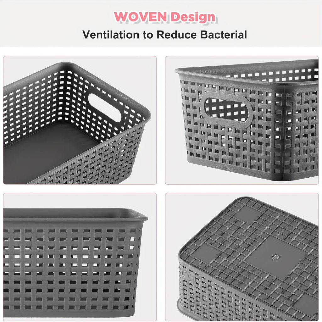 Versatile 2pcs Stackable Storage Drawer – smooth-access cabinet organization, 2pcs 4pcs 6pcs Multi-function Plastic Storage Basket with Lid Organizing Container Knitted Storage Organizer, designed for American homes, daily convenience and practical g