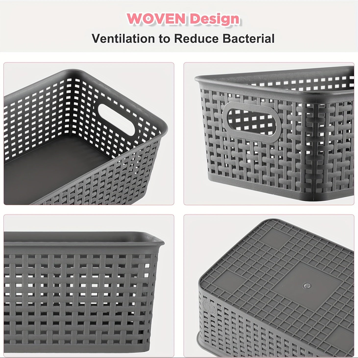 Versatile 2pcs Stackable Storage Drawer – smooth-access cabinet organization, 2pcs 4pcs 6pcs Multi-function Plastic Storage Basket with Lid Organizing Container Knitted Storage Organizer, designed for American homes, daily convenience and practical g