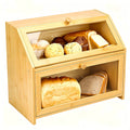 Countertop Bread Box With Transparent Window |Double-Layer Bread Storage Box For Kitchen | Large-Capacity Food Storage Container.