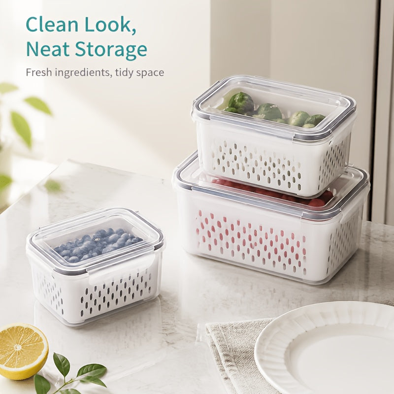 Smart 18/9/6/4pcs Refrigerator Storage Organizer – easy-access fridge organization, 18 9 6 4pcs Set Large Capacity Fruit Storage Containers with Removable Drain Colander, designed for American homes, daily convenience and practical gifting