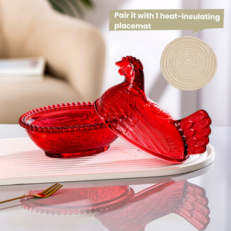 Smart Airtight Storage Jar Set – clear reusable pantry storage, Adorable Candy-Colored Chicken-Shaped Crystal Glass Storage Jar with Lid and Placemats - Perfect Table, designed for American homes, daily convenience and practical gifting