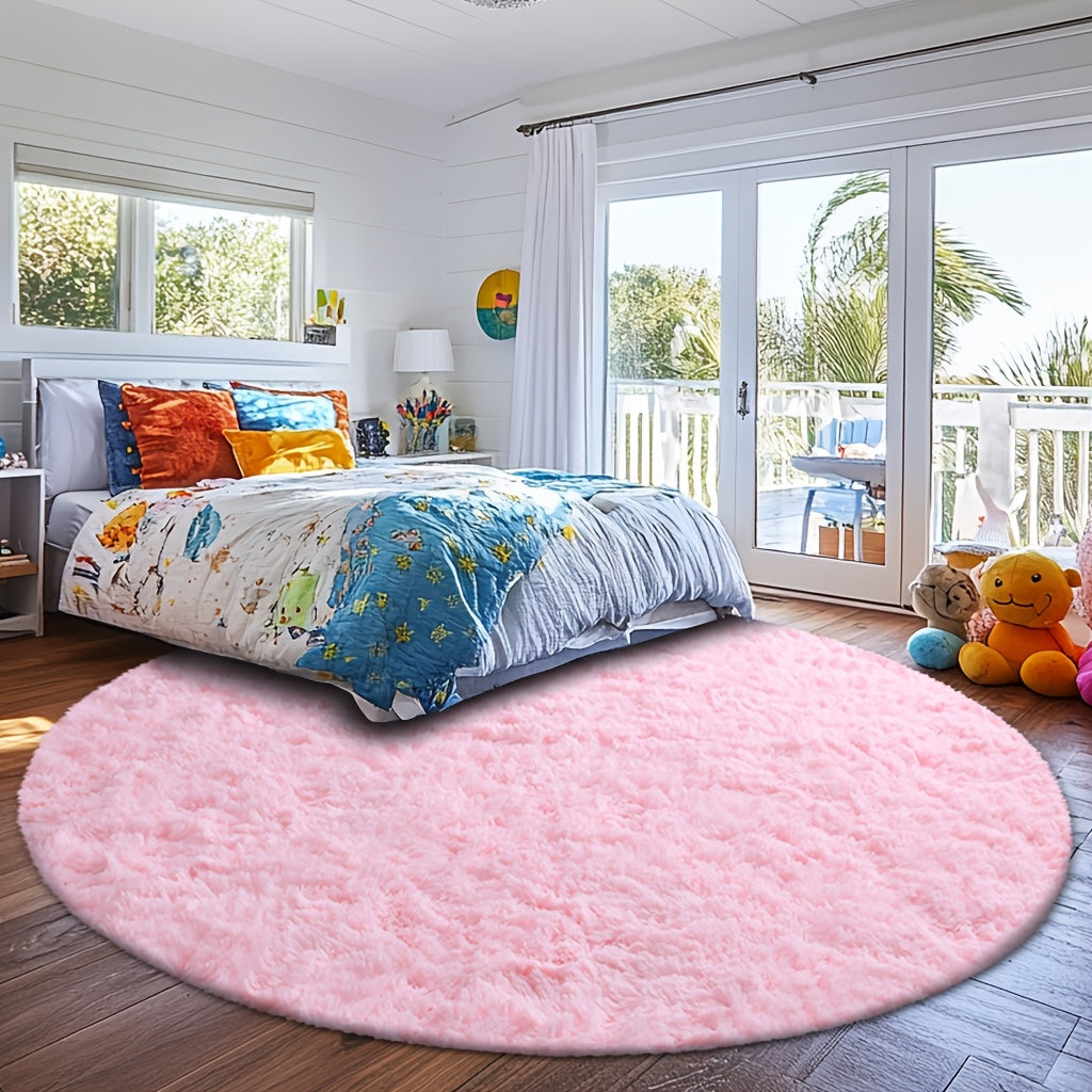 Area Rug – A Cozy Round Shaggy Rug Is Perfect for The Bedroom, While a Soft And Fluffy Round