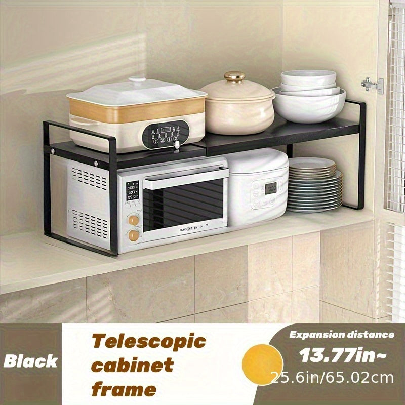 Cabinet Shelf Expandable Height Adjustable Organizer Riser for Kitchen Cabinet Pantry Cupboard Under Sink Countertop Organization Storage Space Saver Stackable Heavy Duty Metal, White/Black, for Christmas Gifts, Standing Shelf, Standing Shelf