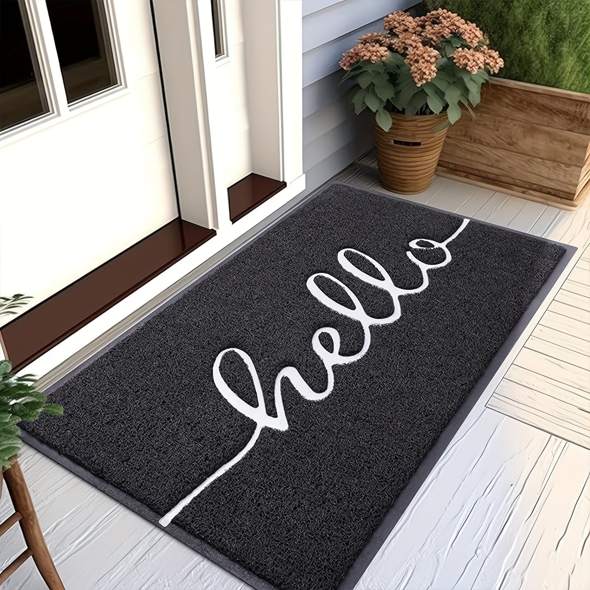 Smart 1pc Home Accent Rug – comfortable decorative floor coverage, 1pc Nordic Style Letter Outdoor Entrance Door PVC Wire Ring Mat Anti-slip Floor Mat, designed for American homes, daily convenience and practical gifting