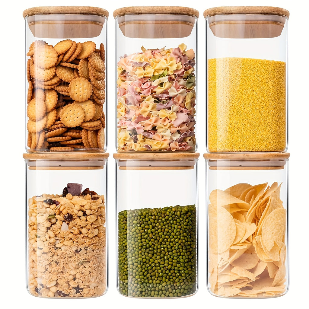 Versatile 37oz Glass Spice Jar Set – clear reusable pantry storage, Glass Food Storage Jars 37oz 6pcs Set Glass Storage Containers with Clear Glass Jars, designed for American homes, daily convenience and practical gifting