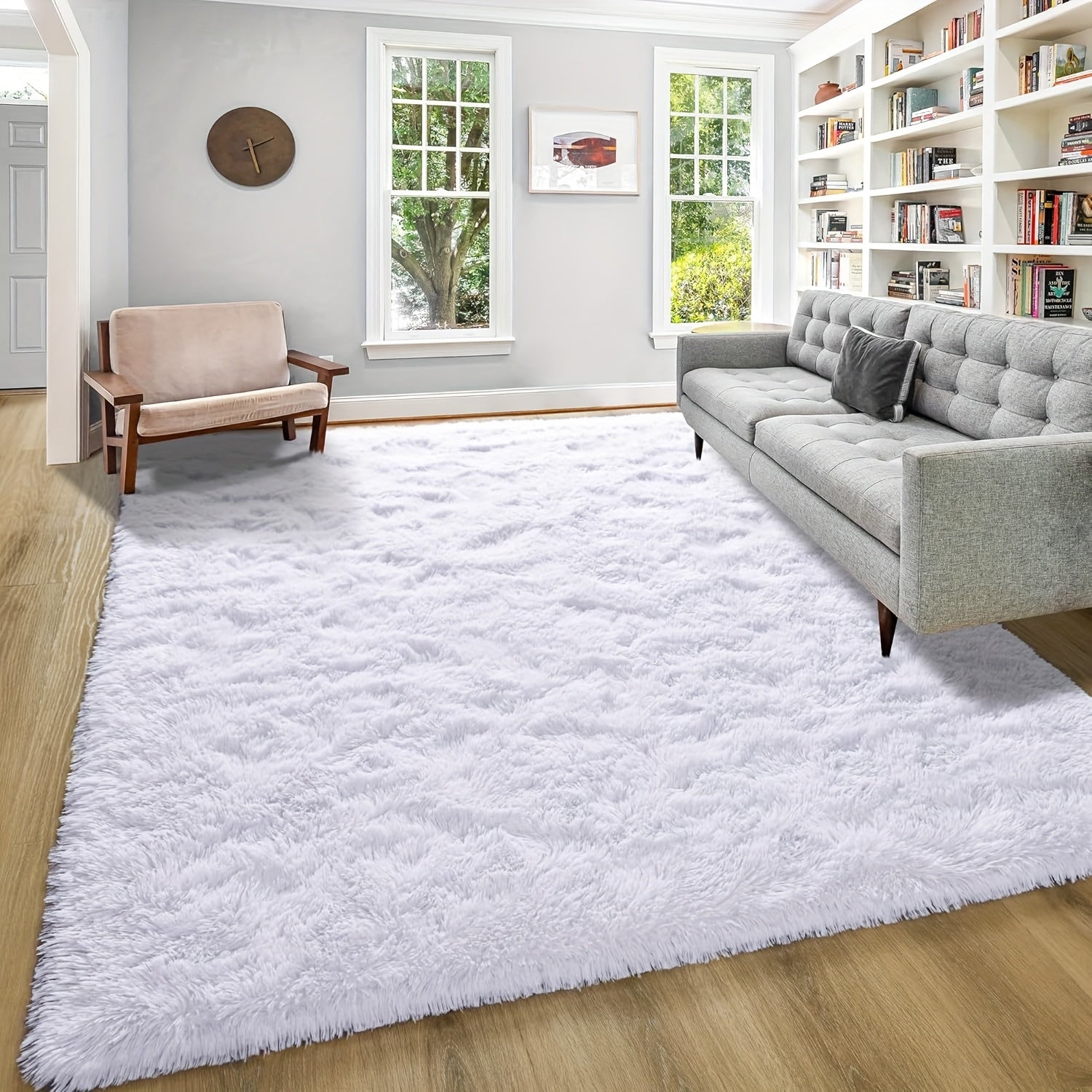 Area Rug – 1pc Luxurious Rectangular Shaggy Plush Carpet Rug - Soft, Fluffy, Tie-dyed, Solid,