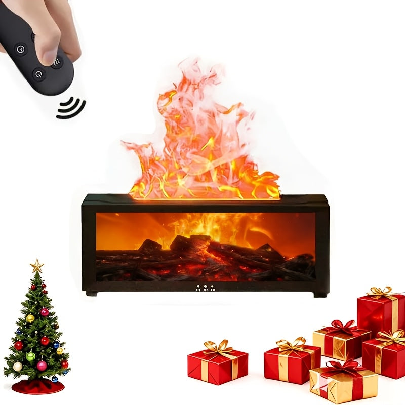 Local Warehouse USB-Powered Simulated Flame Fireplace Humidifier, with Periodic Shut-off Function, Warm Ambient Lighting, and the Ability to Add Aromatic Essential Oils. Suitable for Homes, Schools, Offices, and as a Holiday Gift. An Ideal Choice