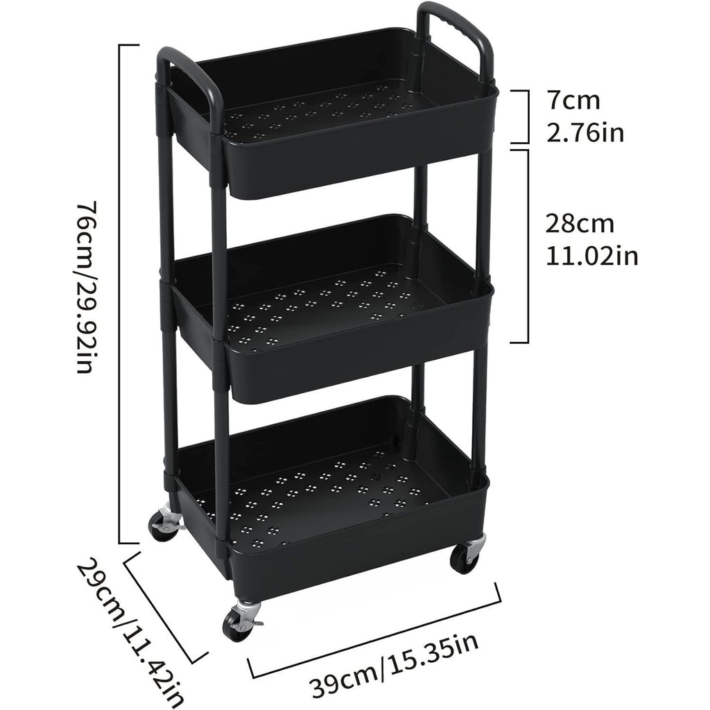 Smart Adjustable Home Storage Rack – durable multi-purpose storage, 3-Tier Plastic Rolling Utility Cart with Handle Multi-Functional Storage Trolley for Office Living Room, designed for American homes, daily convenience and practical gifting