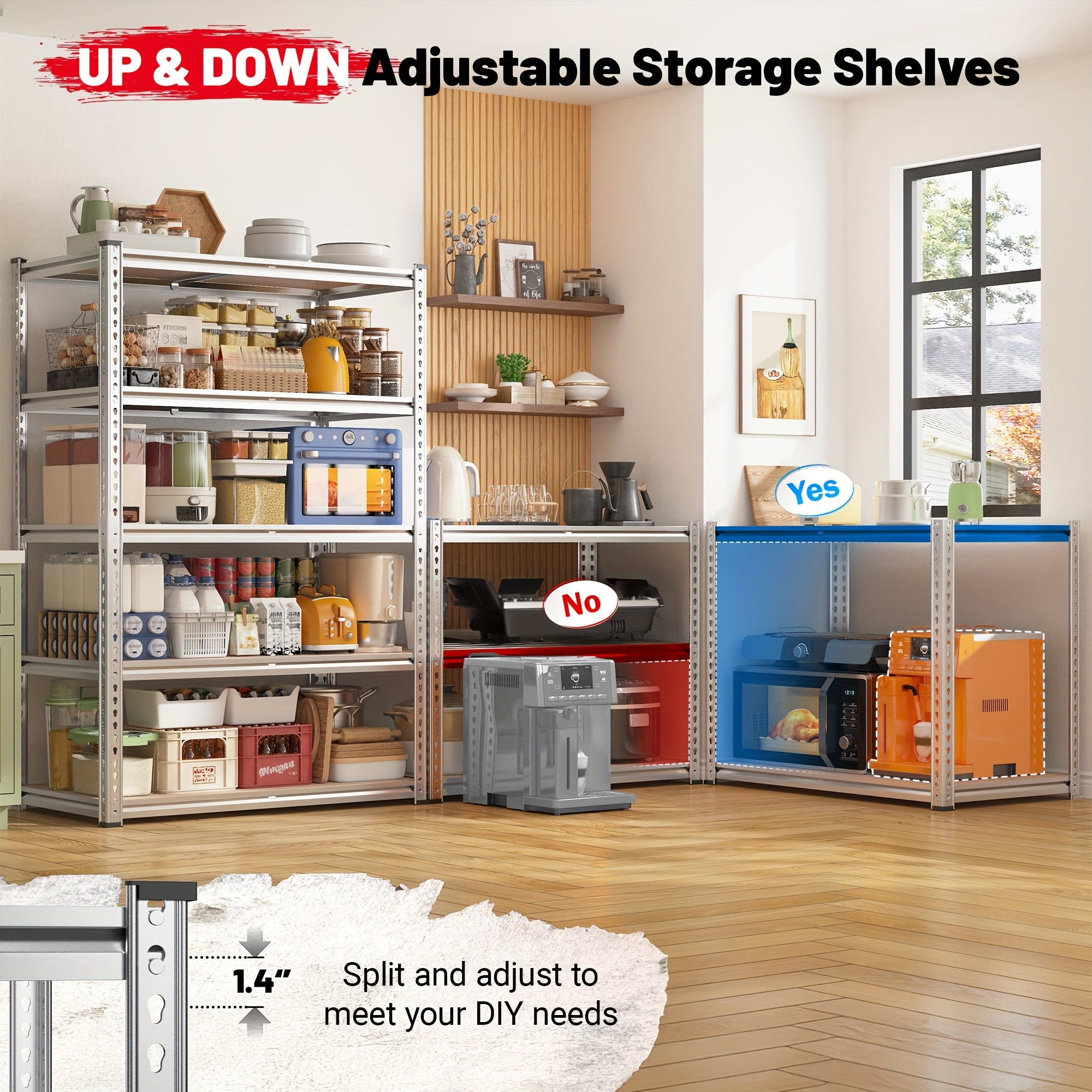 Space-Saving 5 Tier Adjustable Home Storage Rack – durable multi-purpose storage, 2020LBS Storage Shelves 5 Tier 72 H X 35 55 W X 16 DGarage, designed for American homes, daily convenience and practical gifting