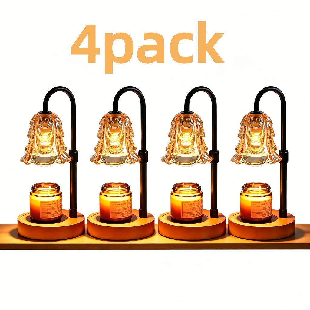 2-Pack Candle Warmer Lamp, Candleholders, LED Light With Dimmer And Wood Base, Height And Brightness Adjustable Wax Warming Lamps, House Warming Gifts New Home Decor, New Year And Valentine'S Day Gift, For Wife Mom Lovers Friends [Bulb Not Included]