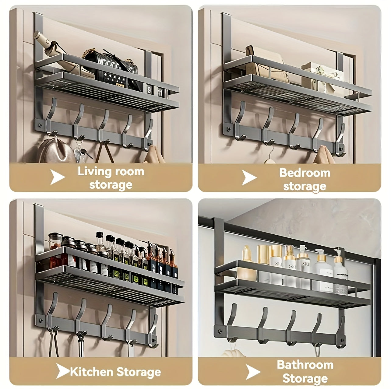 Modern Adjustable Home Storage Rack – durable multi-purpose storage, Multifunctional Metal Easy-Install Over-the-Door Storage Rack for Bedroom Bathroom Kitchen Organization A Perfect Gift, designed for American homes, daily convenience and practical