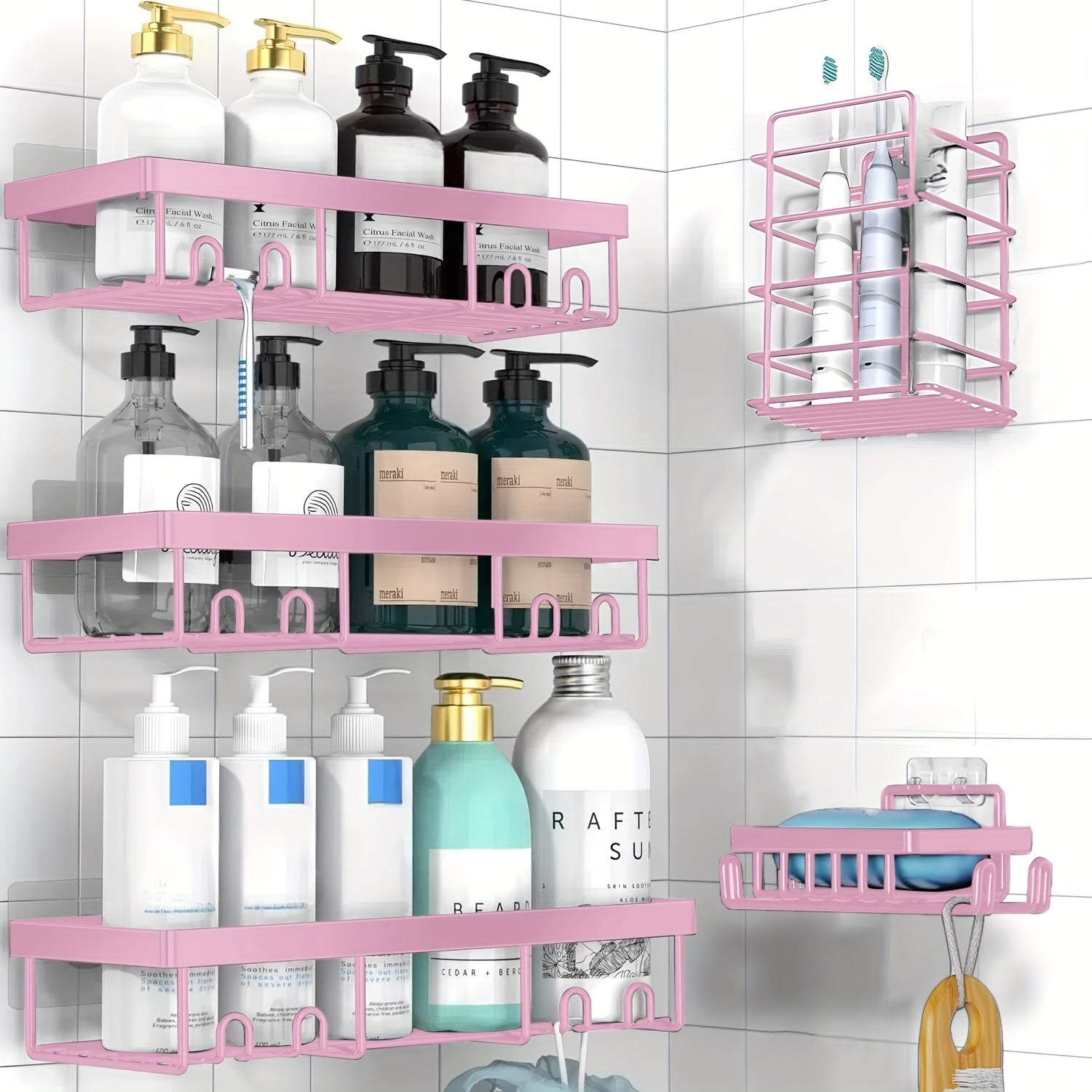 Storage Rack – Modern 5 Pack Adjustable Home Storage Rack durable multi-purpose storage Shower