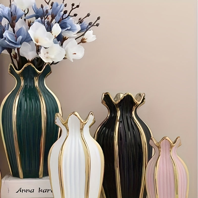 Contemporary Electroplated Decorative Ceramic Vase for Elegant Flower Arrangements in The Living Room