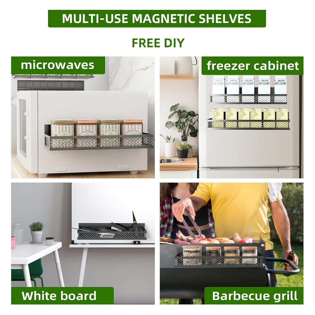 2/3/5pcs Multifunctional Magnetic Refrigerator Spice Organizer Set, Magnetic Kitchen Paper Towel Holder, Magnetic Refrigerator Kitchen, Space Saving Design, Hole-Free Design, Kitchen Accessories, Home Decoration, Utility Shelves