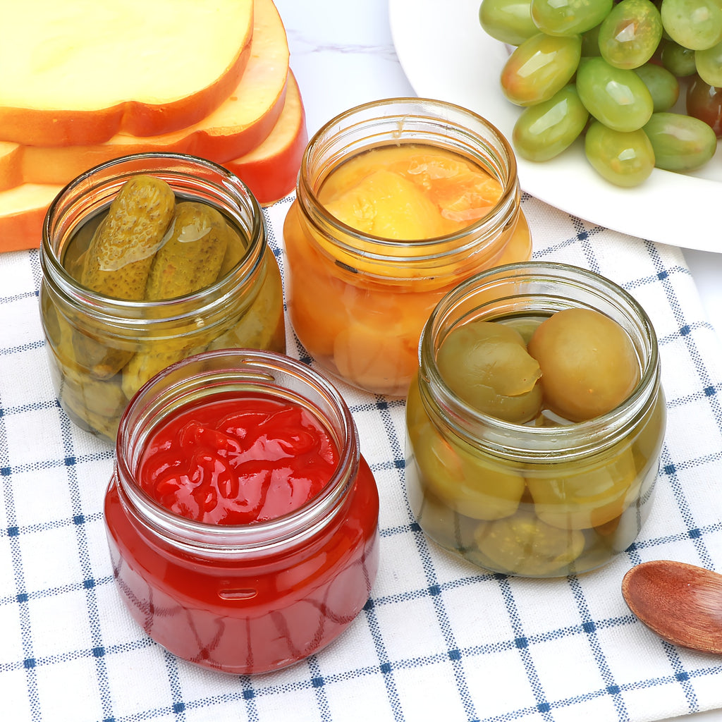 9/18/27/36-Pcs, 8oz Glass Jars with Lids, Regular Mouth Mason Jars for Storage, Spice Canning Jar for Caviar, Herb, Jelly, Jams, Honey, Dishwasher Safe