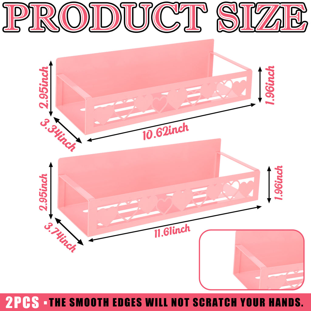 2 Pack Magnetic Spice Rack for Refrigerator - Heavy-Duty Metal Heart-Shaped Magnet Shelf with Magnetic Base Suitable for Fridge, Wall-Mountable Spice Storage, Space-Saving Basket Shelf for Spices, Condiments, Seasonings