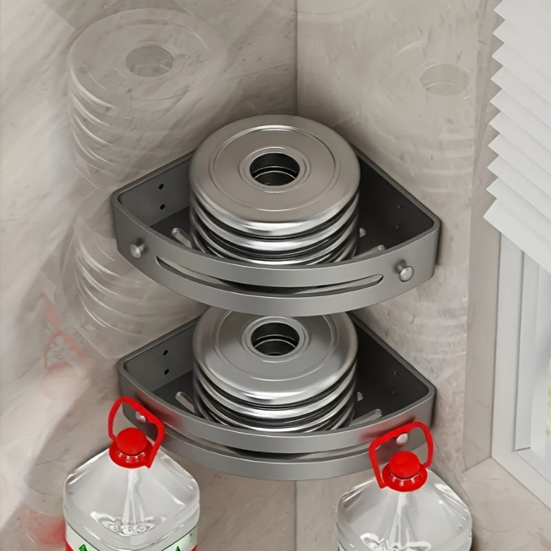 Bathroom Organizer – 2-Tier Corner Shower Caddy Organizer - Space-Saving, No-Drill Wall-Mounted Bathroom Storage Rack with Adhesive Mounts, Durable ABS Plastic, 2pcs Shower Shelves for Shamp