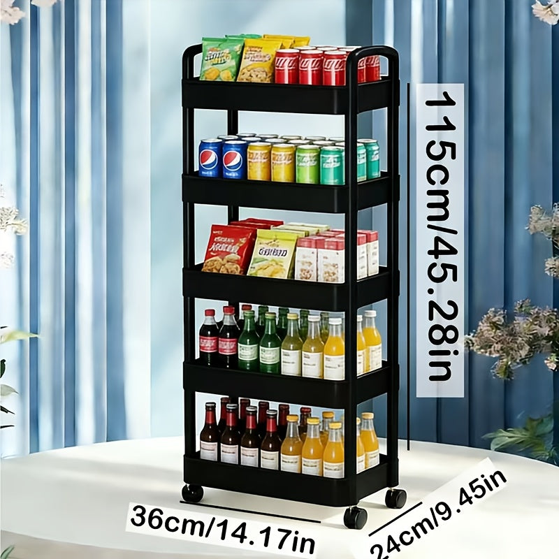 Space-Saving Adjustable Home Storage Rack – durable multi-purpose storage, Multifunctional Trolley Rack Kitchen Bathroom Toilet Floor Multi-layer Movable Storage Rack Practical Home Organization, designed for American homes, daily convenience and pra