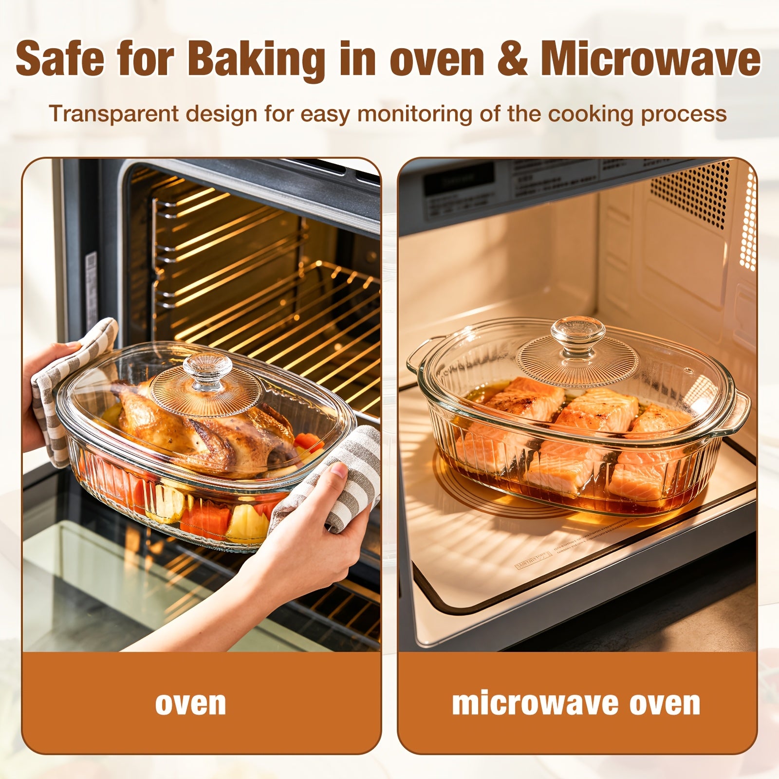 Borosilicate Glass Baking Dish with Lid | Microwave/Oven/Fridge Safe, Multi-Functional for Baking, Meal Prep, Grilled Fish, Serving of Food, Fruit, Salad - Oval Shape, Brand: LOVEWE