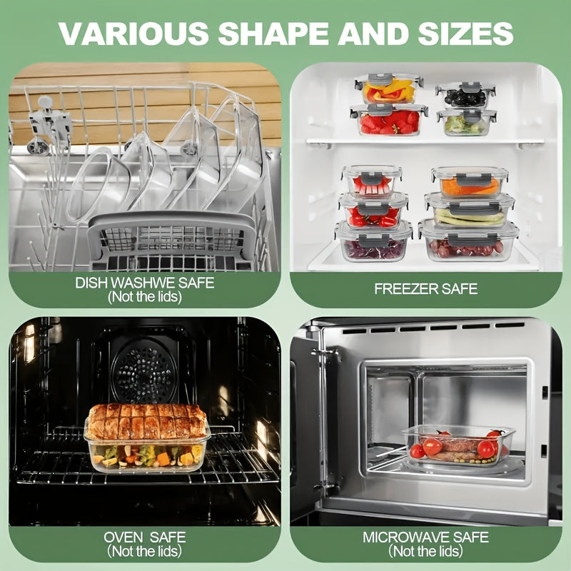 Heavy-Duty 24pcs Refrigerator Storage Organizer – easy-access fridge organization, 24pcs Set of Glass Food Storage Containers with Lids 12 Containers And 12 Lids, designed for American homes, daily convenience and practical gifting