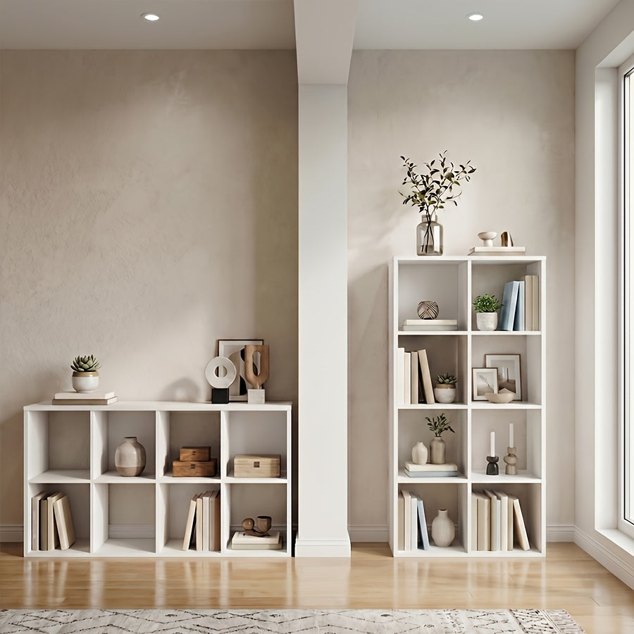 2/3/4/6/8/9 Thick Frame Bookshelf, Open Back Panel Cube Storage Cabinet, Floor-standing Bookshelf With Anti-tip Kit, Wooden Open Display Rack For Living Room, Bedroom, Study, White/chocolate Open Bookshelf, With Open Back