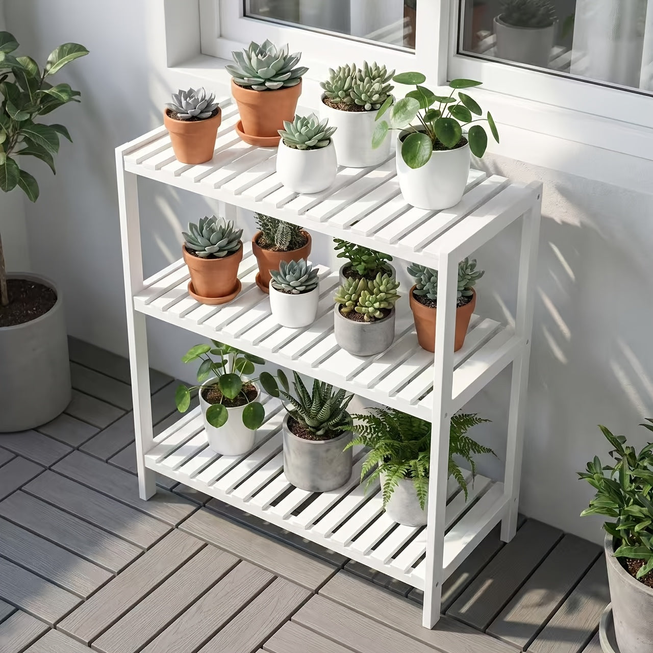 Ladder Shelf, 3-Tier Shelf Stand, Display with Wide Storage Display Stand, Multifunction Standing Organizer Shelf for Home Office And Kitchen