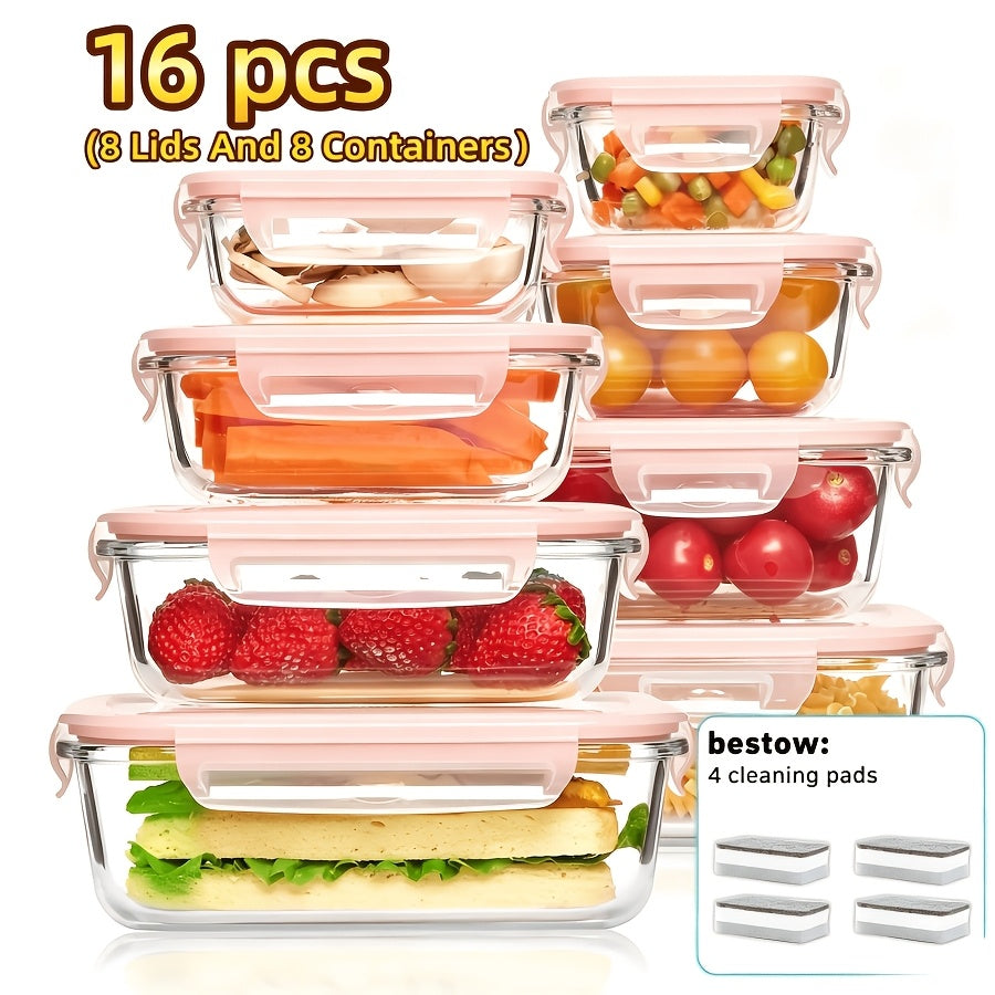 Food Storage Containers – Versatile 20/16pcs Glass Meal Prep Container Set – leak-resistant lids, reusable k