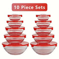 10pcs Mini Glass Mixing Bowls Set, Microwave Safe, Food-Grade, Stackable Nesting Bowls with Lids, Round Salad & Dessert Serving Containers for Christmas, Halloween, Easter, Hanukkah, Thanksgiving father gift