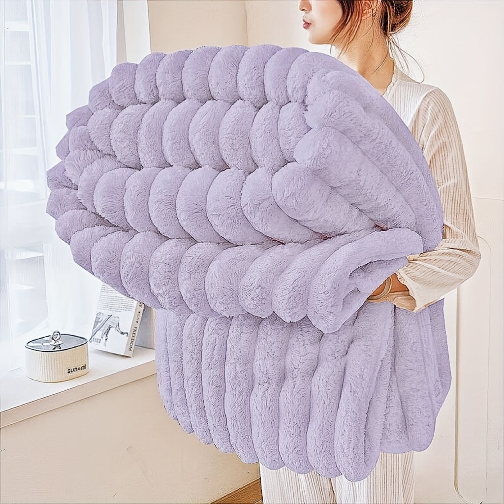 Ultra-Soft Thick Fleece Blanket | Multi-Color, 3D Faux Rabbit Fur, Double-Sided, Ideal for All Seasons, Home, Office, Travel, Camping, Gift for All Occasions