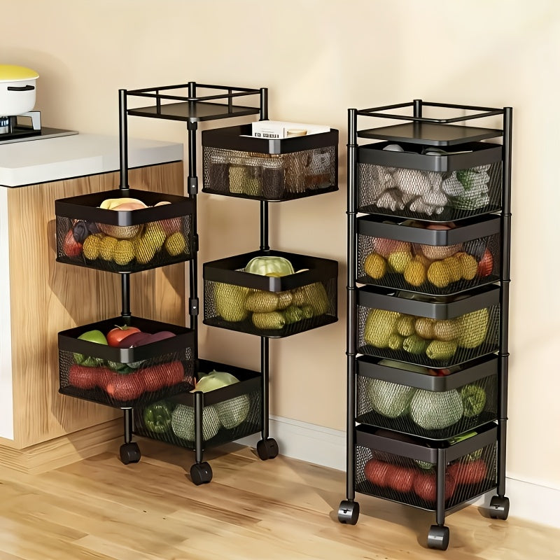 Compact 5 Tier Adjustable Home Storage Rack – durable multi-purpose storage, Rotating Kitchen Storage Shelf 5 Tier Metal Fruit Vegetable Storage Basket Multi-Layer Vegetable Rack, designed for American homes, daily convenience and practical gifting