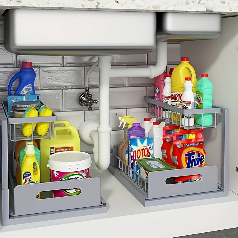 Home Organizer – Under Sink Organizer, Pull Out Cabinet Organizer 2 Tier Slide Out Sink Shelf Cabin