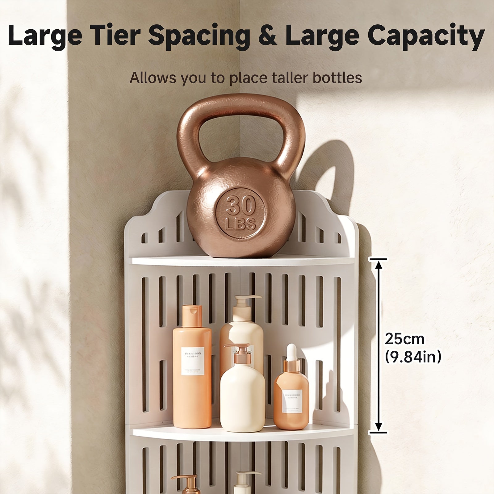 Kitchen Essential – 5-Tier Corner Storage Shelf, 43.31inch Tall Freestanding Organizer, Waterproof PVC Board Shelving Unit, Easy to Assemble, Holds Up to 30Lbs for Bathroom, Kitchen And Livi