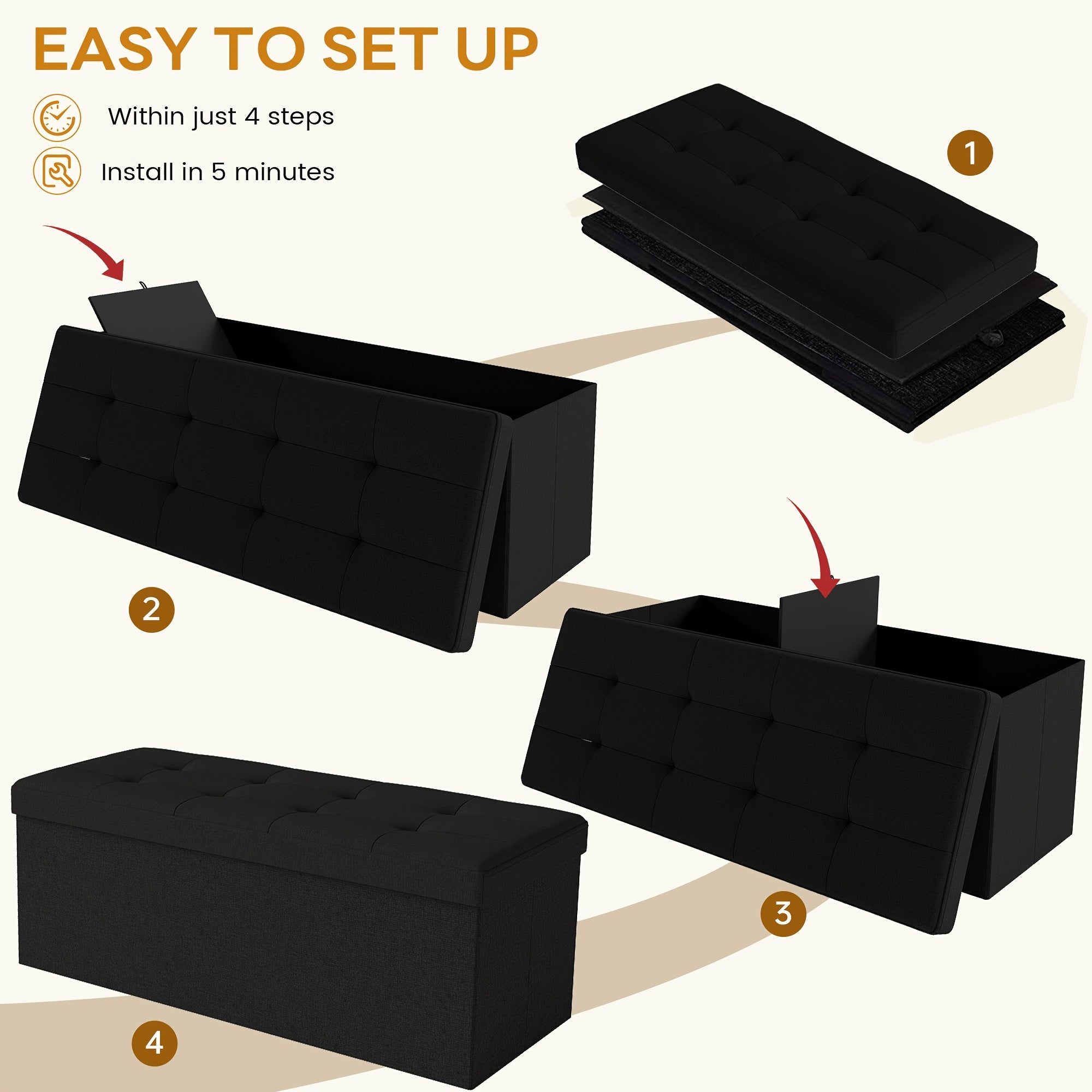 Premium Decorative Home Lighting – warm functional room lighting, Leather Or Linen Ottoman Storage Bench 3 Sizes 30 31 5 And 43 5, designed for American homes, daily convenience and practical gifting