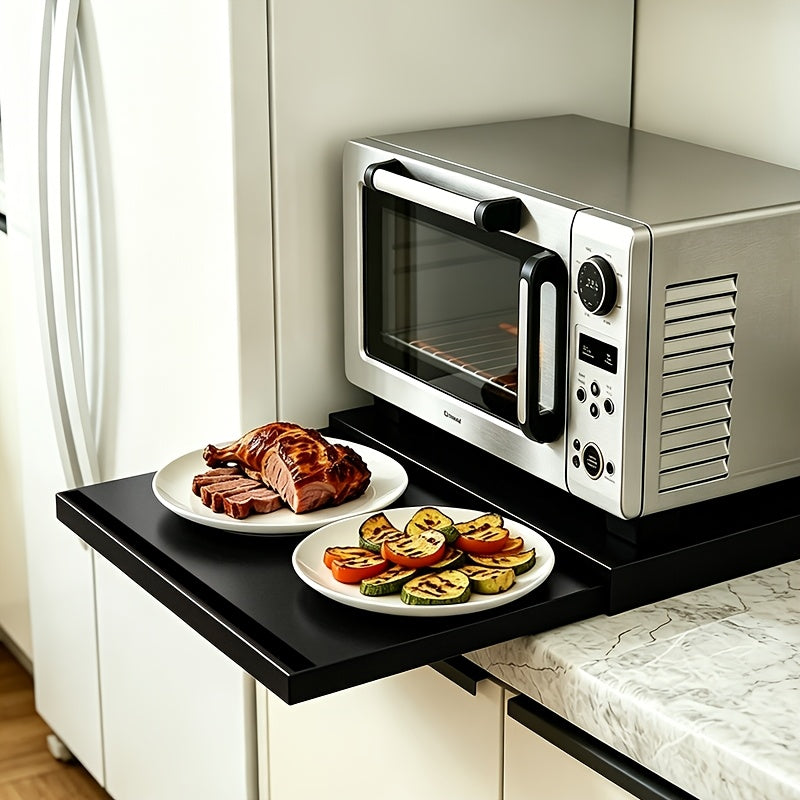1 Set Of Kitchen Microwave Bottom Pull-out Storage Rack, Microwave Bracket, Adjustable Telescopic Rack, Kitchen Microwave Rack with Storage, Microwave Rack, Detachable Countertop, Easy to Install, Suitable for Kitchen Cooking And Baking