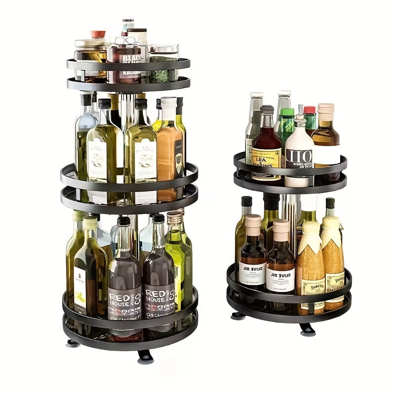 3-Tier/2-Tier Multi-Level Revolving Kitchen Organizer, A Smart Turntable Caddy To Eliminate Cabinet & Pantry Clutter, Features 360° Smooth-Glide Rotation & Raised Rims For Secure Storage Of Spices, Cans & Sauces