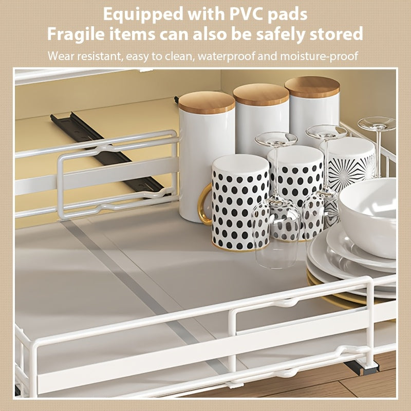 Premium 1/2pcs Stackable Storage Drawer – smooth-access cabinet organization, 1 2pcs Retractable Kitchen Drawer Style Storage Rack with Silent Slide Rail Adjustable Width, designed for American homes, daily convenience and practical gifting