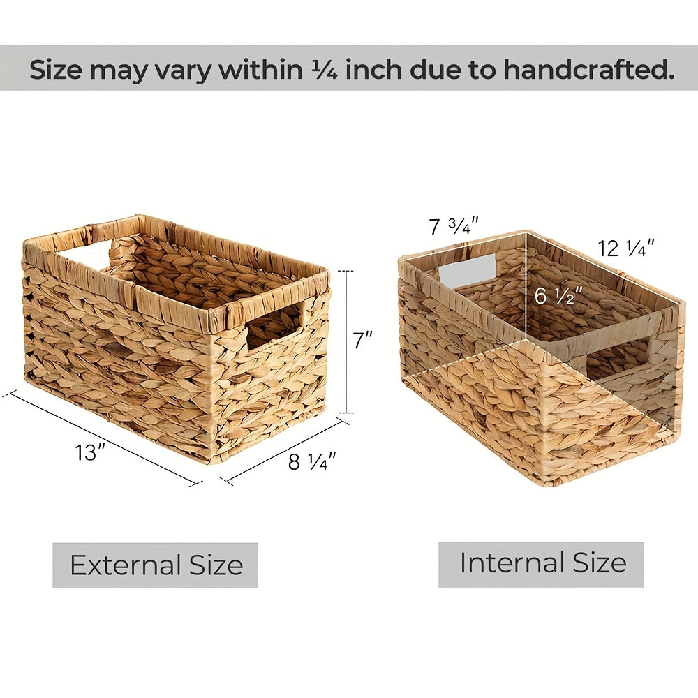 Natural Wicker Storage Basket, Wicker Basket for Organization, Built-in Handle Storage Basket, Wind Chime Holder, Gift, Shelf Baskets