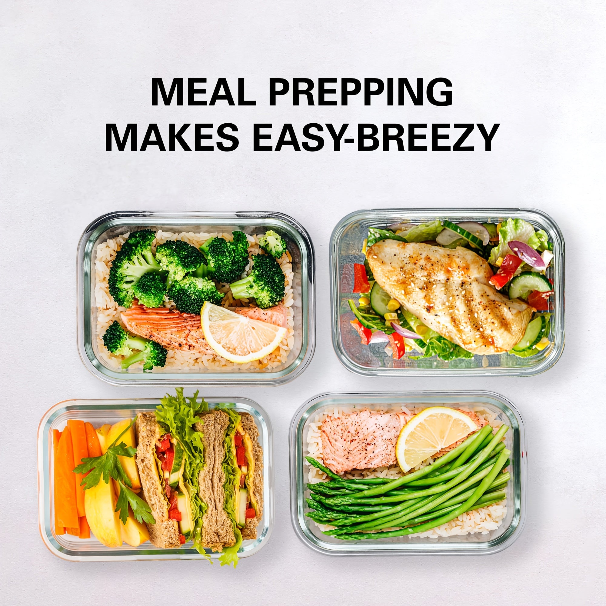4/8pcs Class Food Storage Containers, Meal Prep, Airtight Bento Boxes with Leak-Proof Locking Lids, Microwave, Lunch Box, Oven, Freezer, And Dishwasher Safe