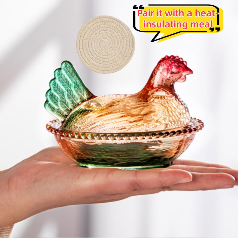 Smart Airtight Storage Jar Set – clear reusable pantry storage, Adorable Candy-Colored Chicken-Shaped Crystal Glass Storage Jar with Lid and Placemats - Perfect Table, designed for American homes, daily convenience and practical gifting