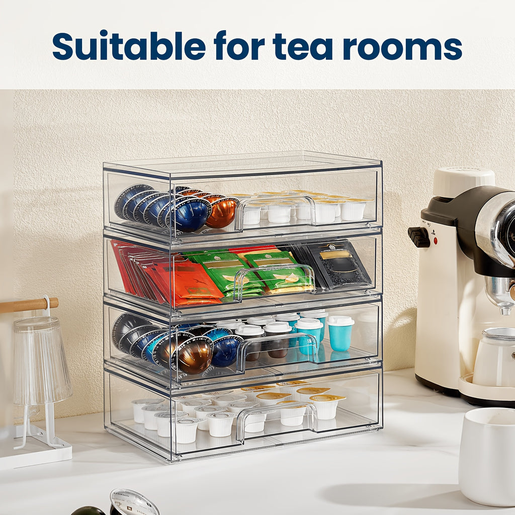 Easy-Access 4 Pack Stackable Storage Drawer – smooth-access cabinet organization, 2 3 4 Pack Table and Drawer Storage Clear Stackable Storage Drawers Office Storage, designed for American homes, daily convenience and practical gifting