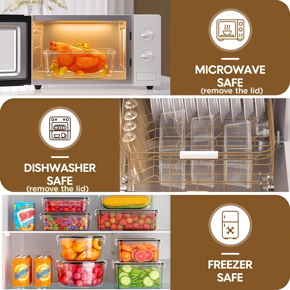 Kitchen Essential – [Leakproof Stackable Containers] 68pcs Food Storage Containers Set With Lids (34 Containers + 34 Lids), Leakproof Stackable Food Containers, Microwave & Dishwasher, Clear