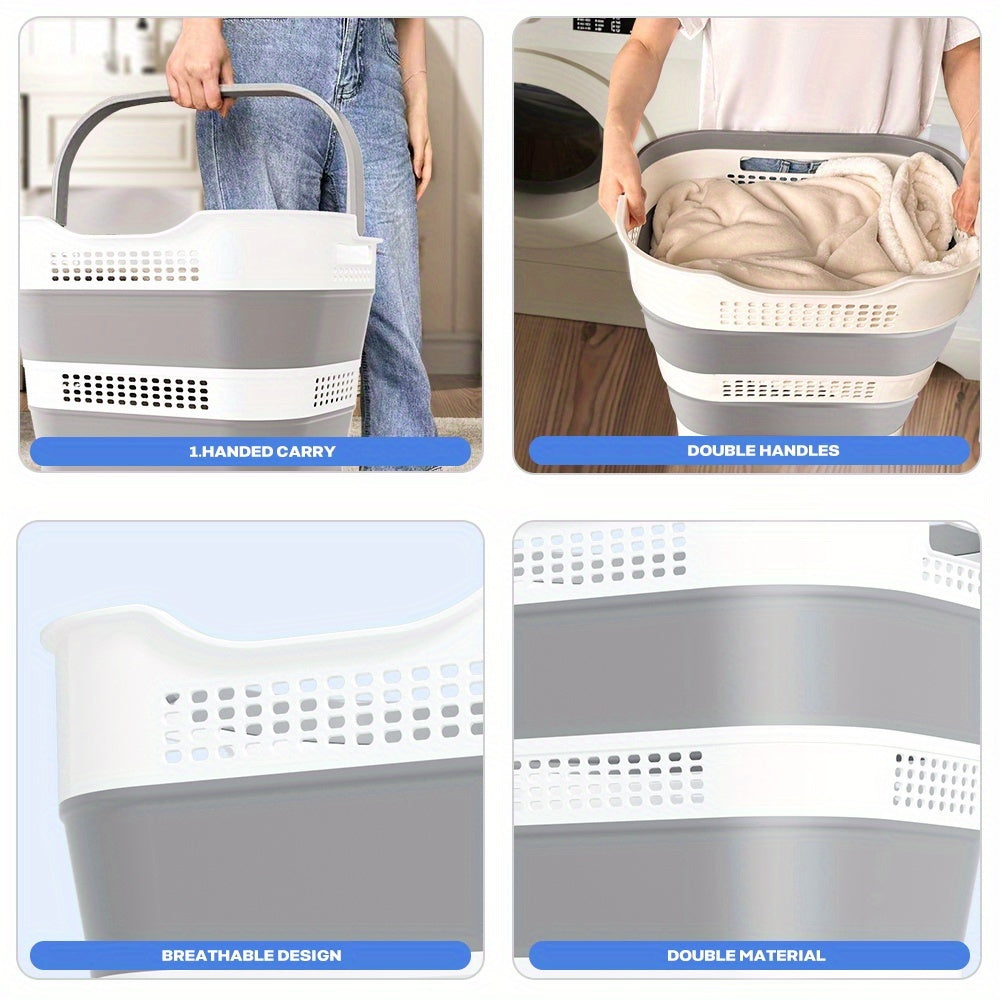 Versatile Stackable Home Storage Bins – portable space-saving storage, Collapsible Laundry Basket 43L 11 5 Gallon Foldable Laundry Basket Plastic with Handles Pop, designed for American homes, daily convenience and practical gifting