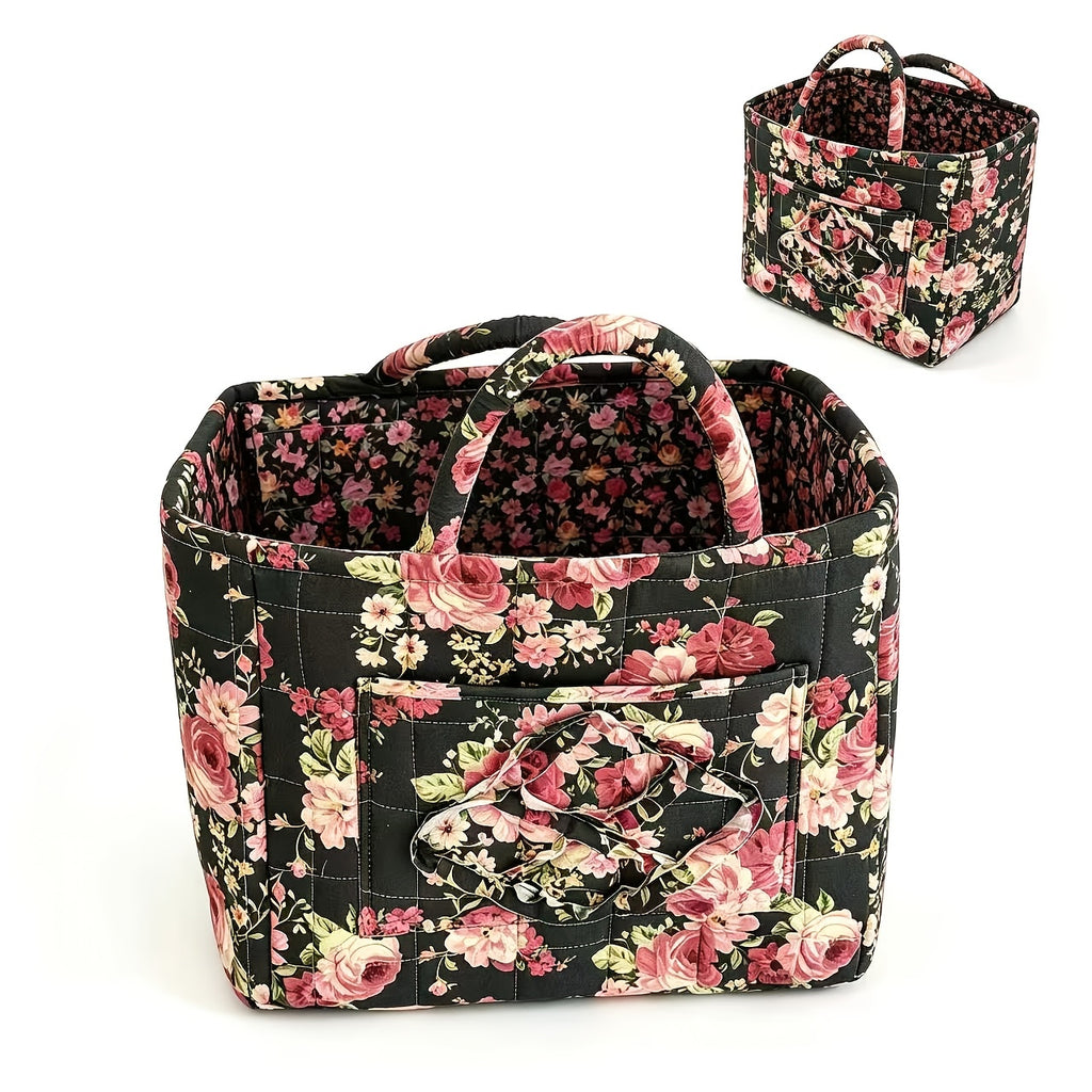 Modern Adjustable Home Storage Rack – durable multi-purpose storage, Large Floral Series Storage Basket Vintage Quilted Floral Portable Large-Capacity Home Storage Basket Suitable, designed for American homes, daily convenience and practical gifting