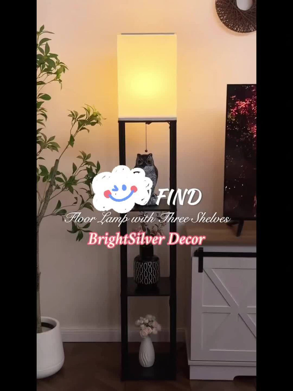 62.9" Column Floor Lamp with Shelves, Real Solid Wood And Bulb Included, Suitable for Halloween, Christmas And Other Holidays